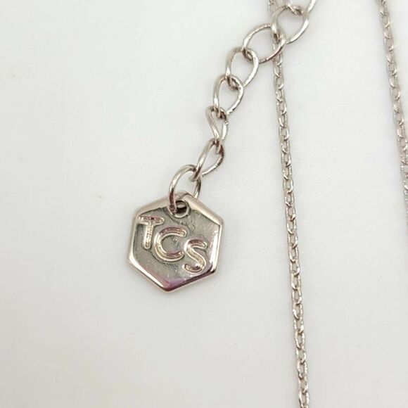 Touchstone Crystal Swarovski Angel wings necklace,  rhodium plated - Picture 4 of 5